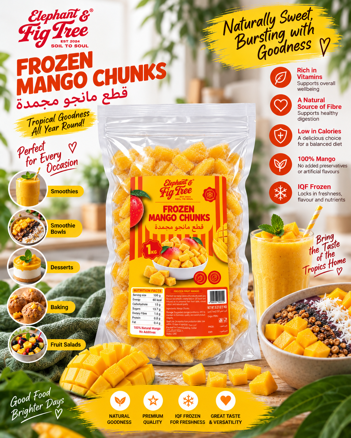 Elephant & Fig Tree Frozen Mango Chunks – 1 KG