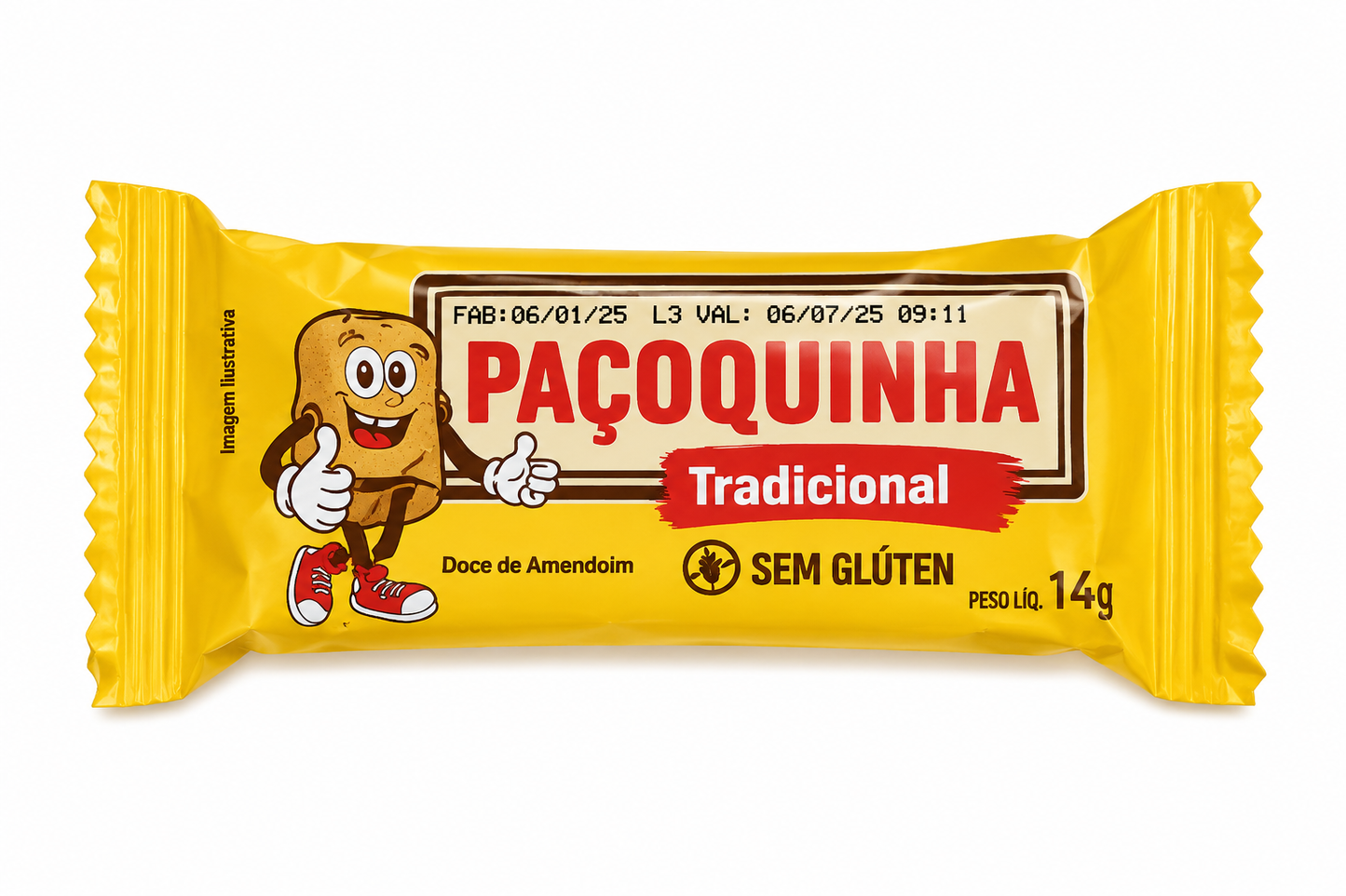 DaColonia Paçoquinha Traditional Peanut Butter Crumble, Gluten Free, 100 Pieces, 1.4 kg