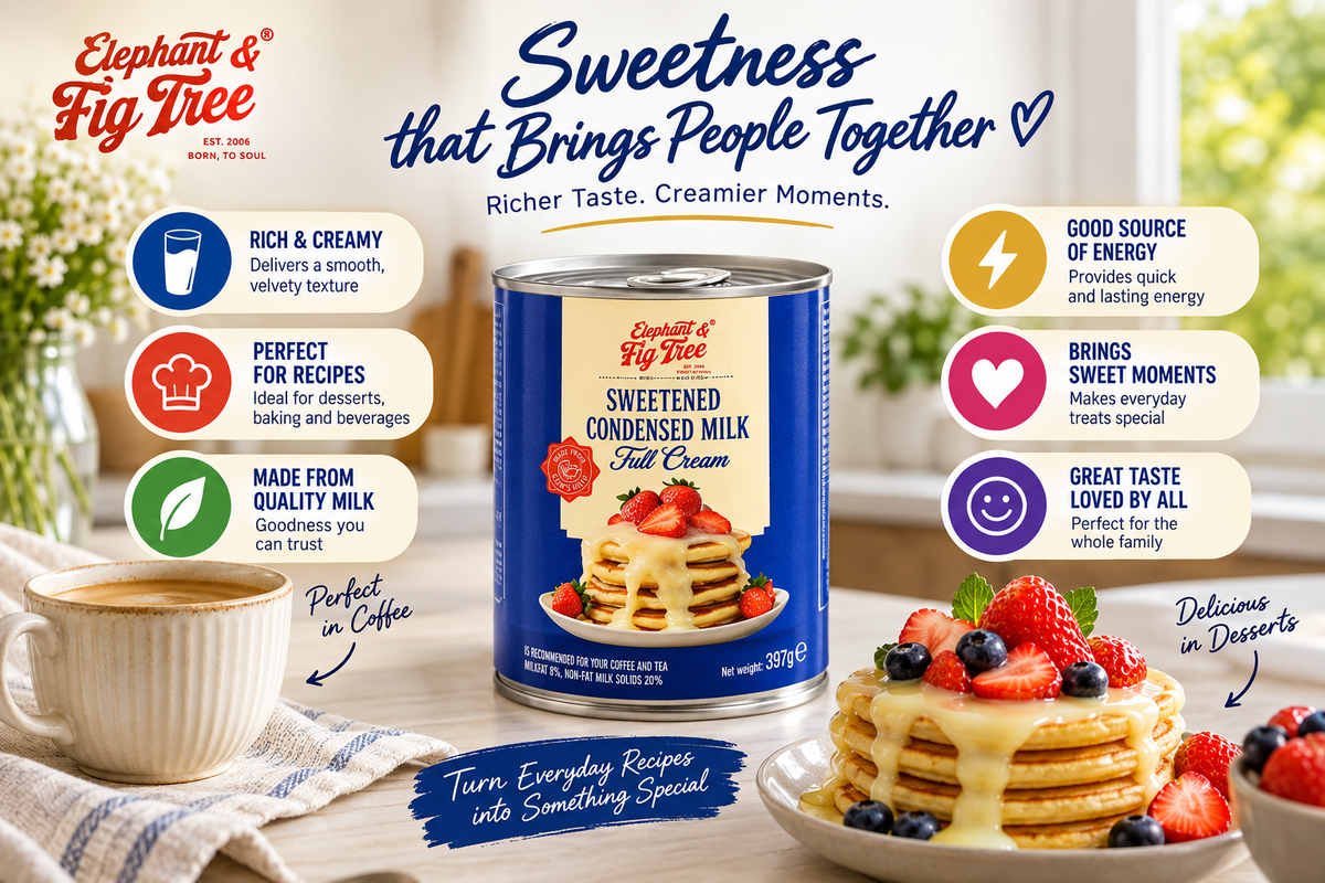 Elephant & Fig Tree Sweetened Condensed Milk Full Cream 397g Pack of 4