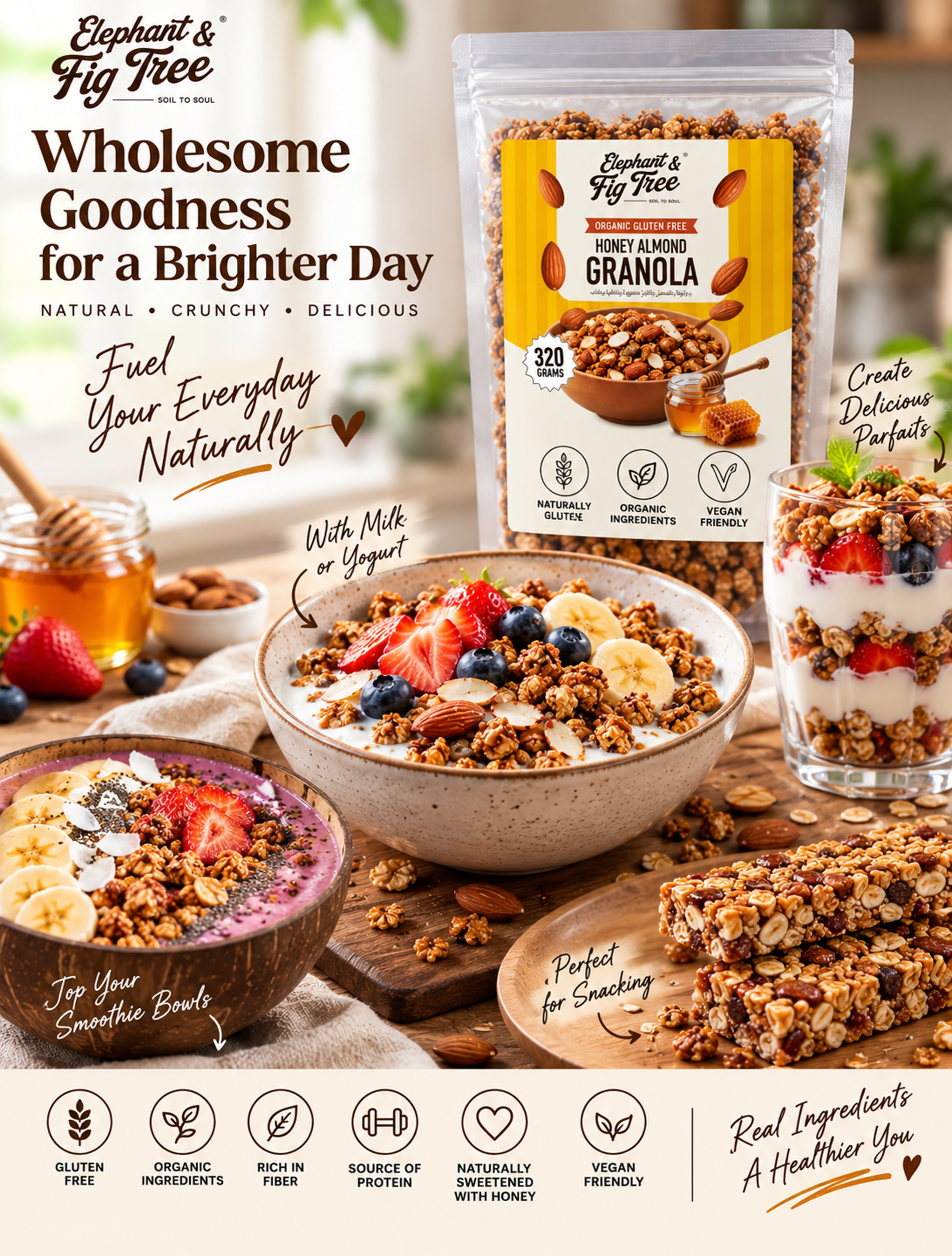 Organic Gluten Free Honey Almond Granola - 320g