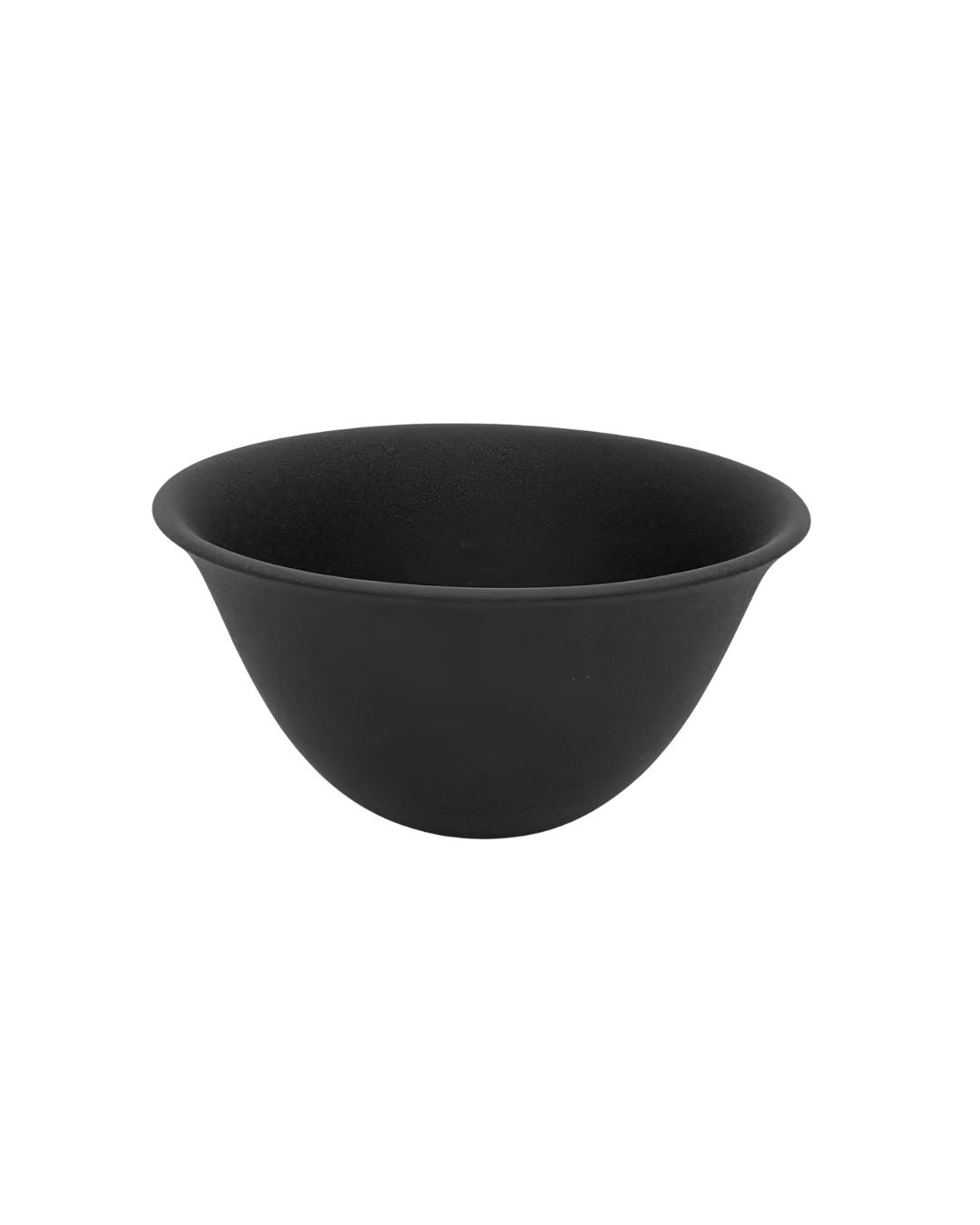 Black ceramic bowl on a white background