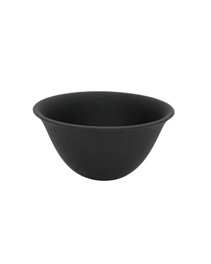 Black ceramic bowl on a white background
