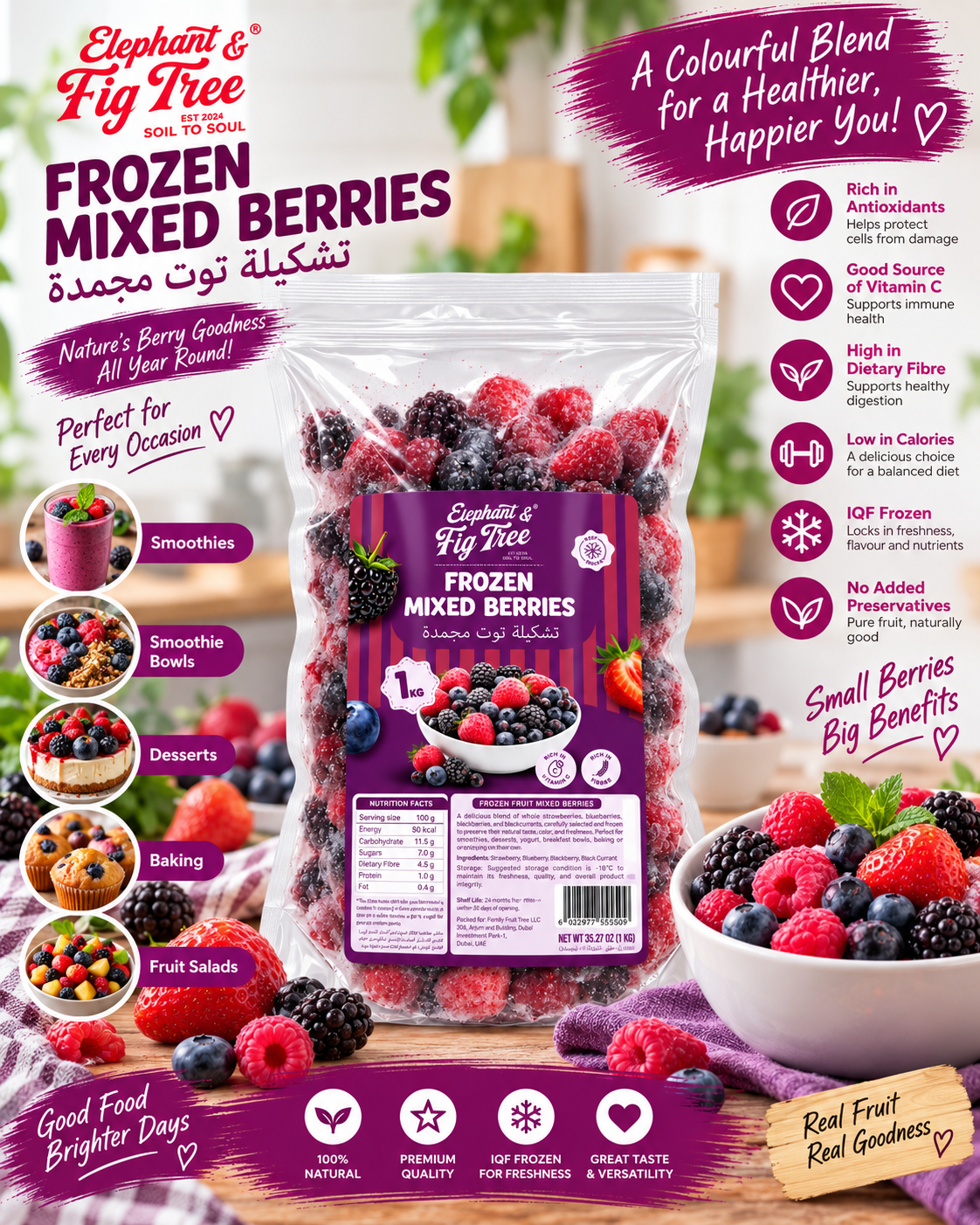 Elephant & Fig Tree Frozen Mixed Berries – 1 KG