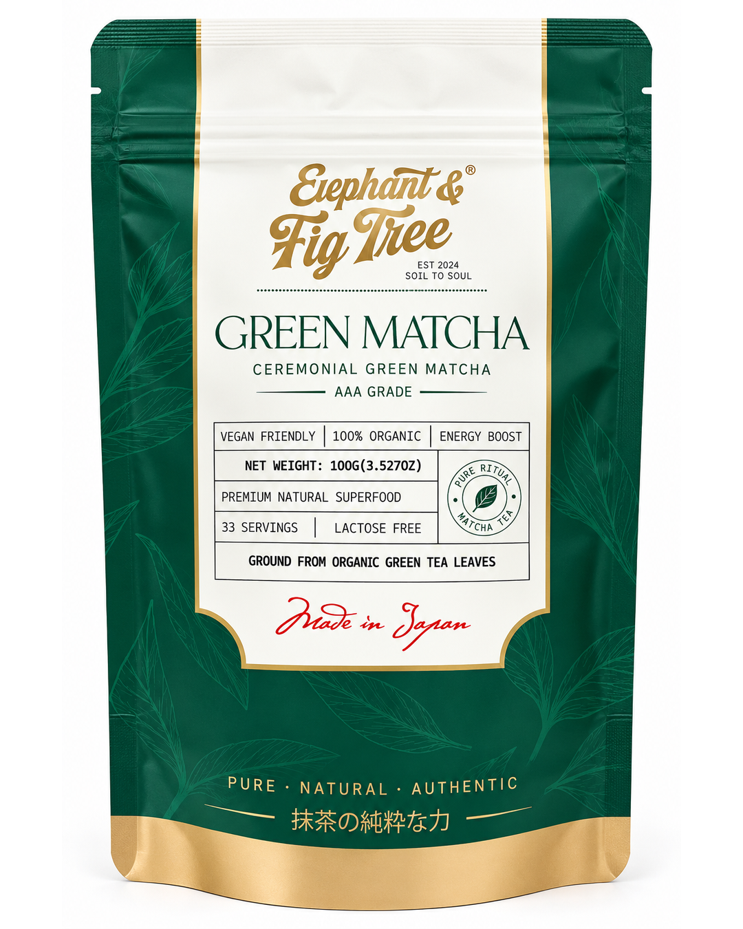 Organic Ceremonial AAA Grade Premium Matcha 100g